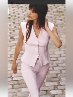 Zara Light Pink Sleeveless Tailored Vest & Pants Set